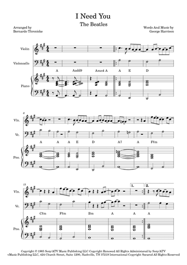 I Need You (arr. Bernardo Thronicke)
