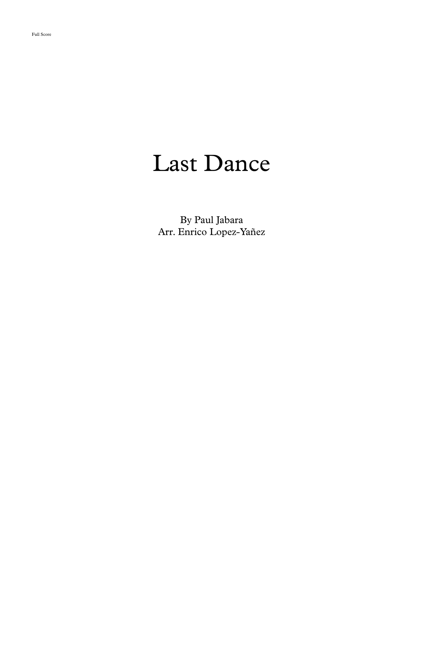 Last Dance (arr. Enrico Lopez-Yañez)