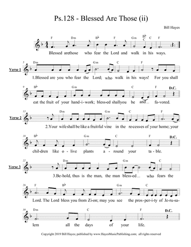 Psalm 128:  Blessed Are Those (ii) - leadsheet