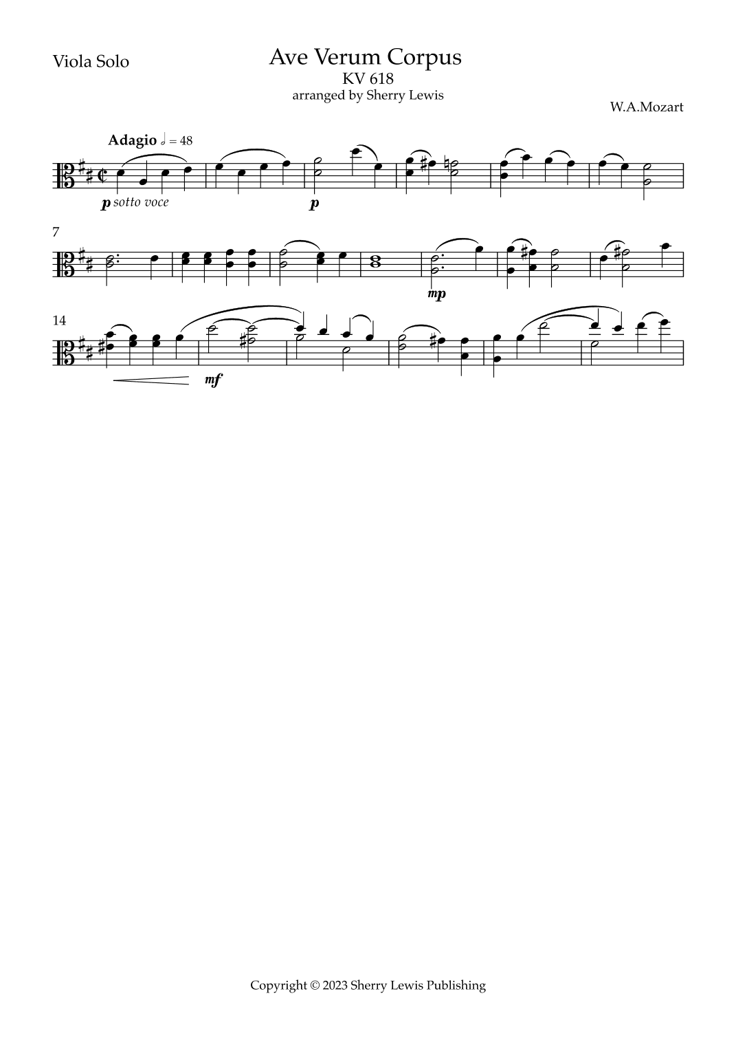 Ave Verum Corpus KV 618 (arr. Sherry Lewis)