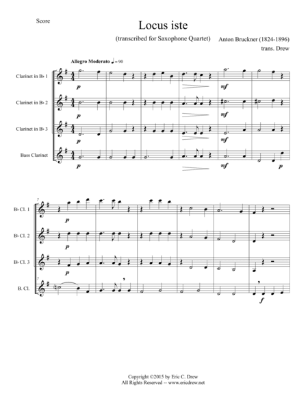 Locus Iste (for Clarinet Quartet) (arr. Eric Drew)