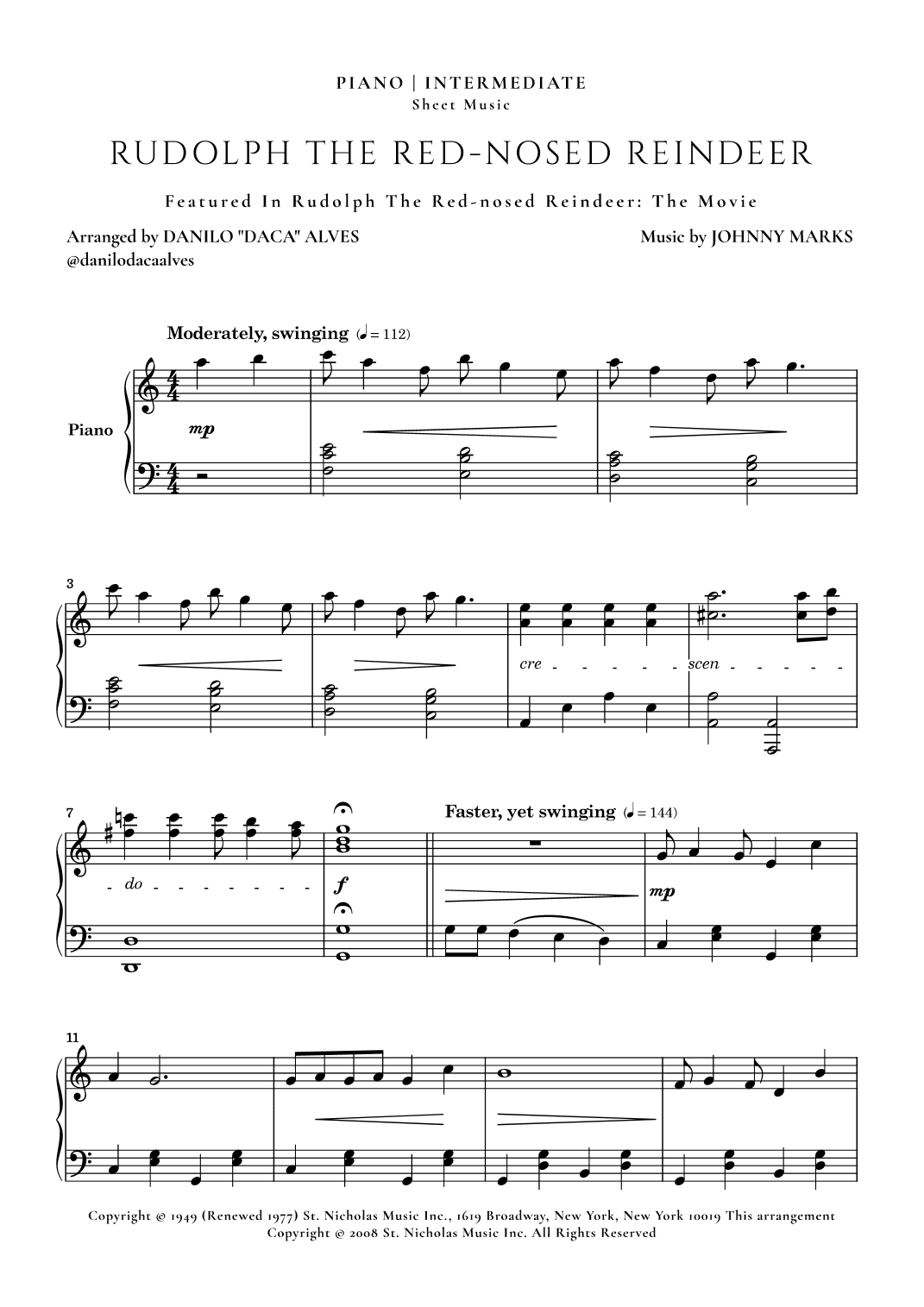 Rudolph The Red-nosed Reindeer (arr. Danilo "Daca" Alves)