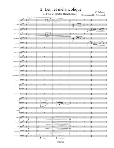 C. Debussy - The Complete Preludes, #2 (II) Feuilles mortes, Orchestrated by A. Leytush - Score Only
