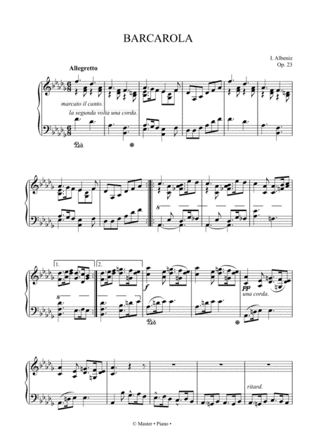 Albeniz - Barcarola Op.23 for piano solo (arr. MMS)