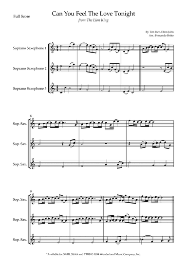 Can You Feel The Love Tonight (arr. Fernando Britto)