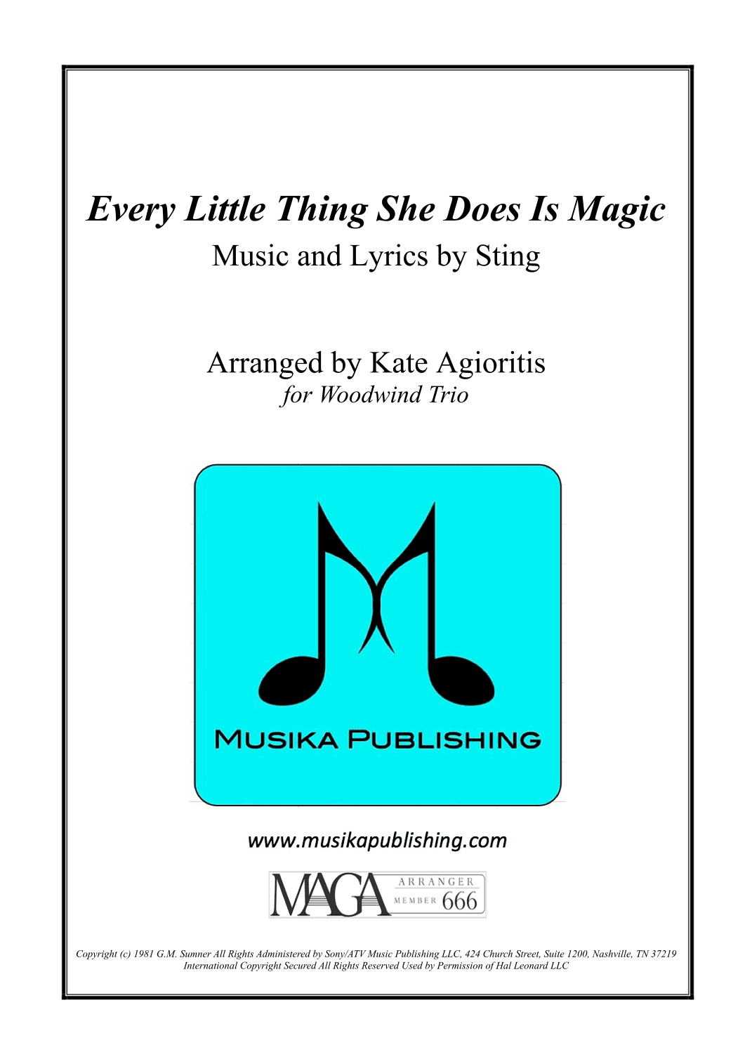 Every Little Thing She Does Is Magic (arr. Kate Agioritis)