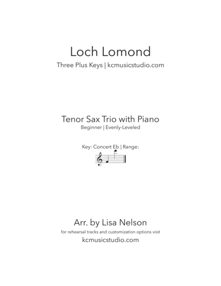 Loch Lomond | Tenor Sax Trio with Piano Accompaniment (arr. Lisa Nelson)