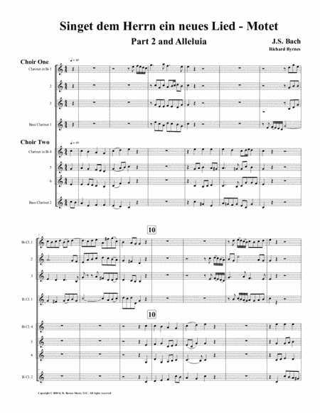 Singet dem Herrn ein neues Lied Motet – Part 2 & Alleluia by J.S. Bach (Double Clarinet Choir) (arr. Richard Byrnes)