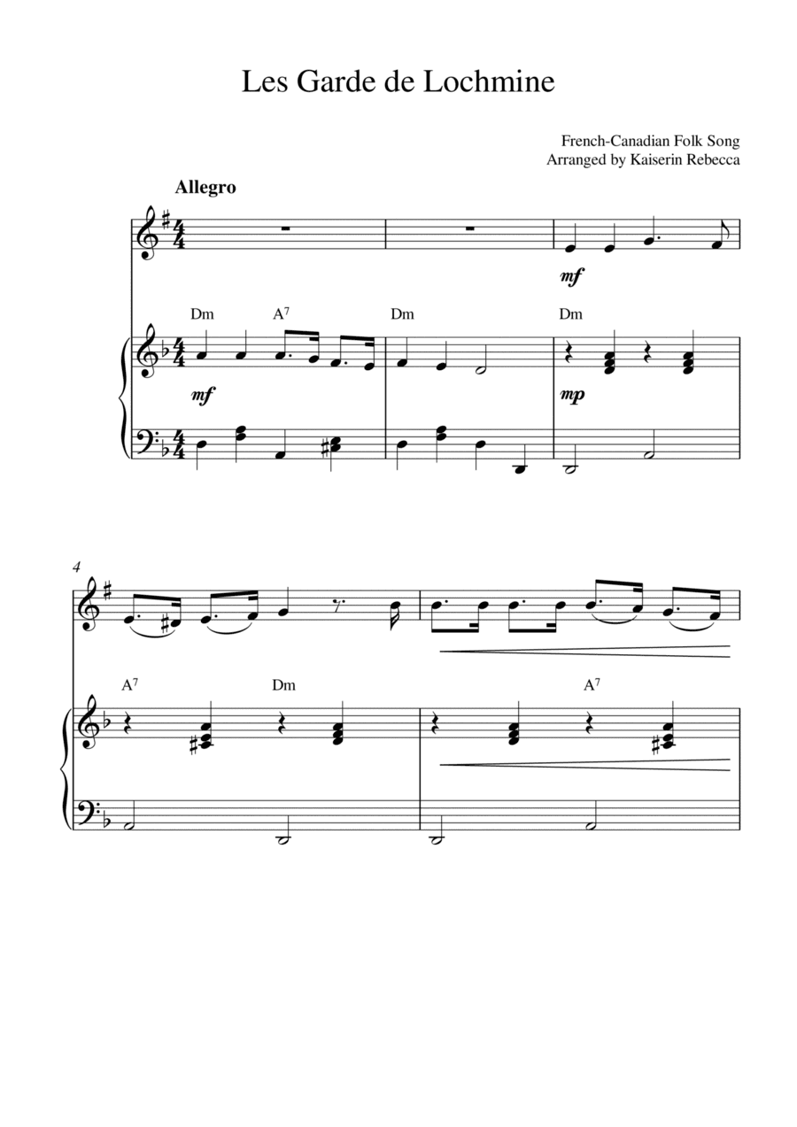Les Garde de Lochmine (for trumpet in B flat solo and piano accompaniment) (arr. Kaiserin Rebecca)