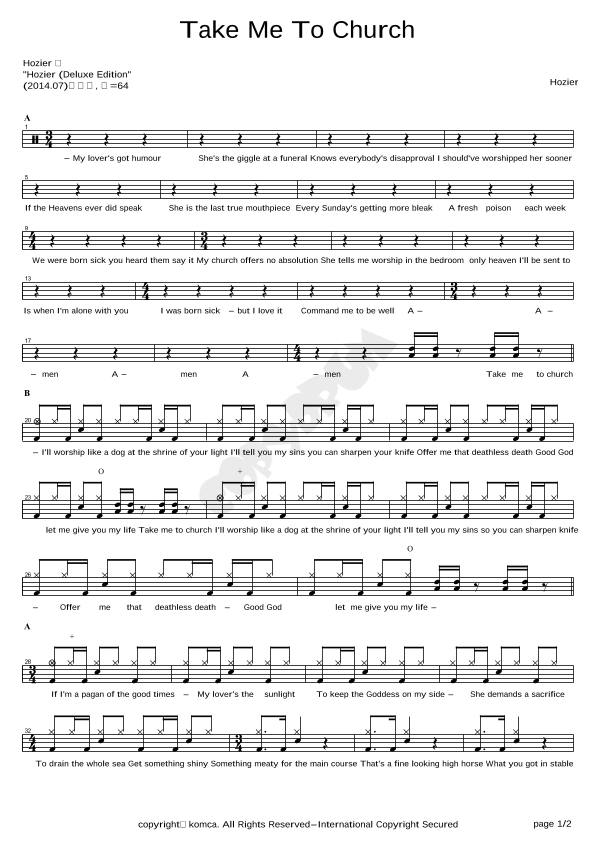 Take Me To Church (arr. COPYDRUM)