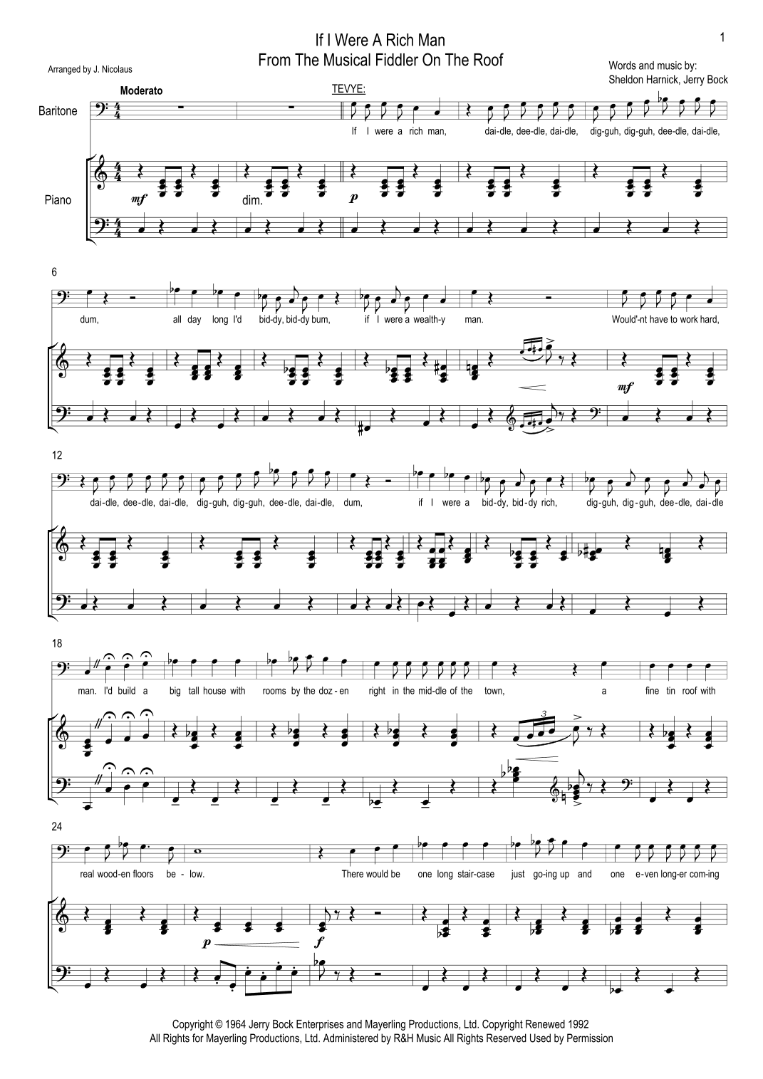 If I Were A Rich Man (arr. John Nicolaus)