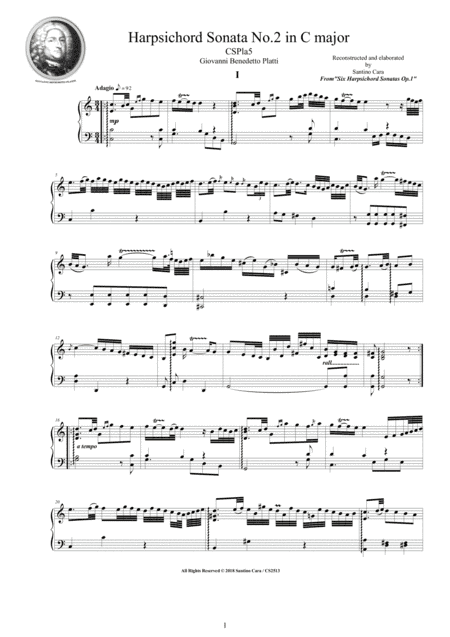 Platti - Harpsichord (or Piano) Sonata No.2 in C major Op.1 CSPla5 (arr. Santino Cara)