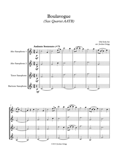 Boulavogue (Sax Quartet AATB) (arr. Jordan Grigg)