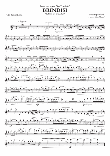 Brindisi from "La Traviata" for Alto Saxophone and Piano (arr. Diego Marani)