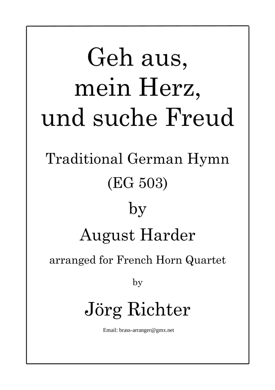 Geh aus, mein Herz, und suche Freud (EG 503) für Horn Quartett (arr. Jörg Richter)