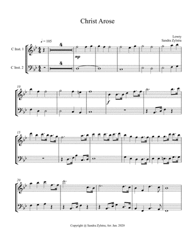 Christ Arose (treble & bass C instrument, parts only) (arr. Sandra Zylstra)