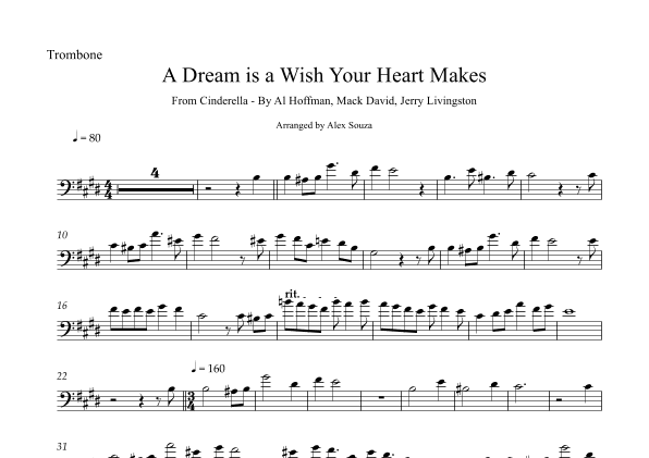 A Dream Is A Wish Your Heart Makes (arr. Alex Souza)