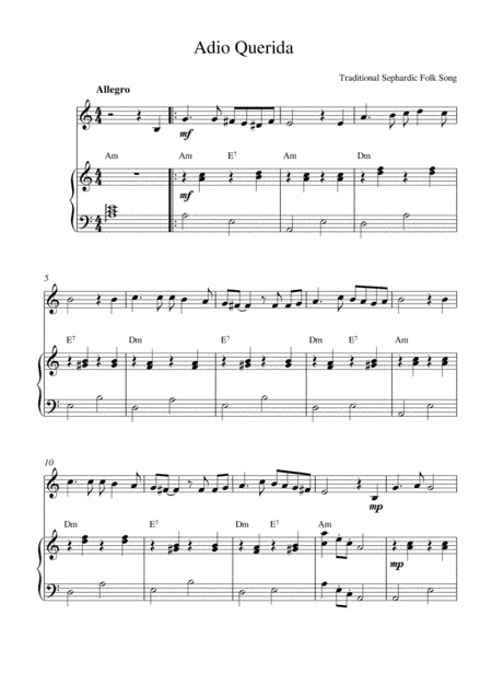 Adio Querida (goodbye my beloved) (arr. Kaiserin Rebecca)