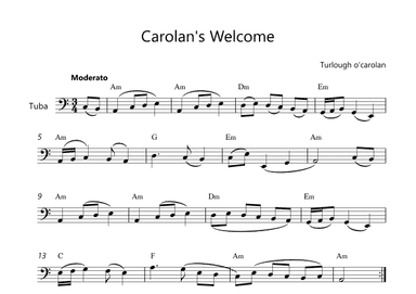 Carolan's Welcome - Lead Sheet for Tuba With Chord Symbols (arr. Victor Araújo)