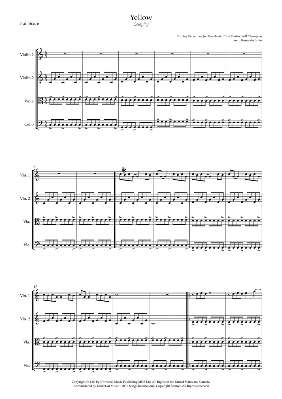 Yellow (arr. Fernando Britto)