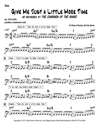 Give Me Just A Little More Time (arr. Hollywood Charts)