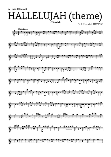 Aleluia (HALLELUJAH), of the Messiah - for A Bass Clarinet and accompaniment (arr. Leyandder Trustworthy)