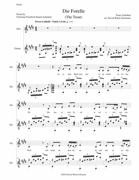 Die Forelle (The Trout) for alto voice and guitar (arr. David Warin Solomons)