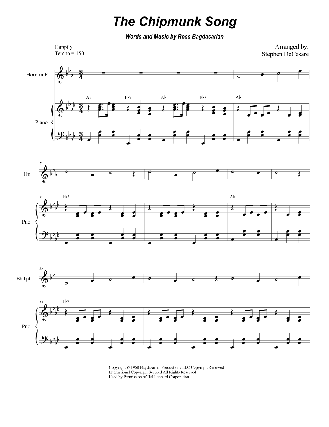 The Chipmunk Song (arr. Stephen DeCesare)
