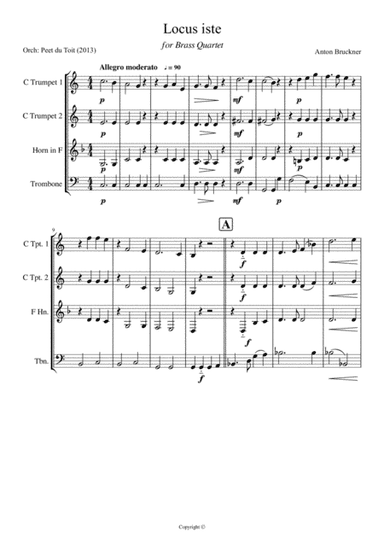 Locus iste - Anton Bruckner WAB 23 (Brass Quartet) (arr. Peet du Toit)