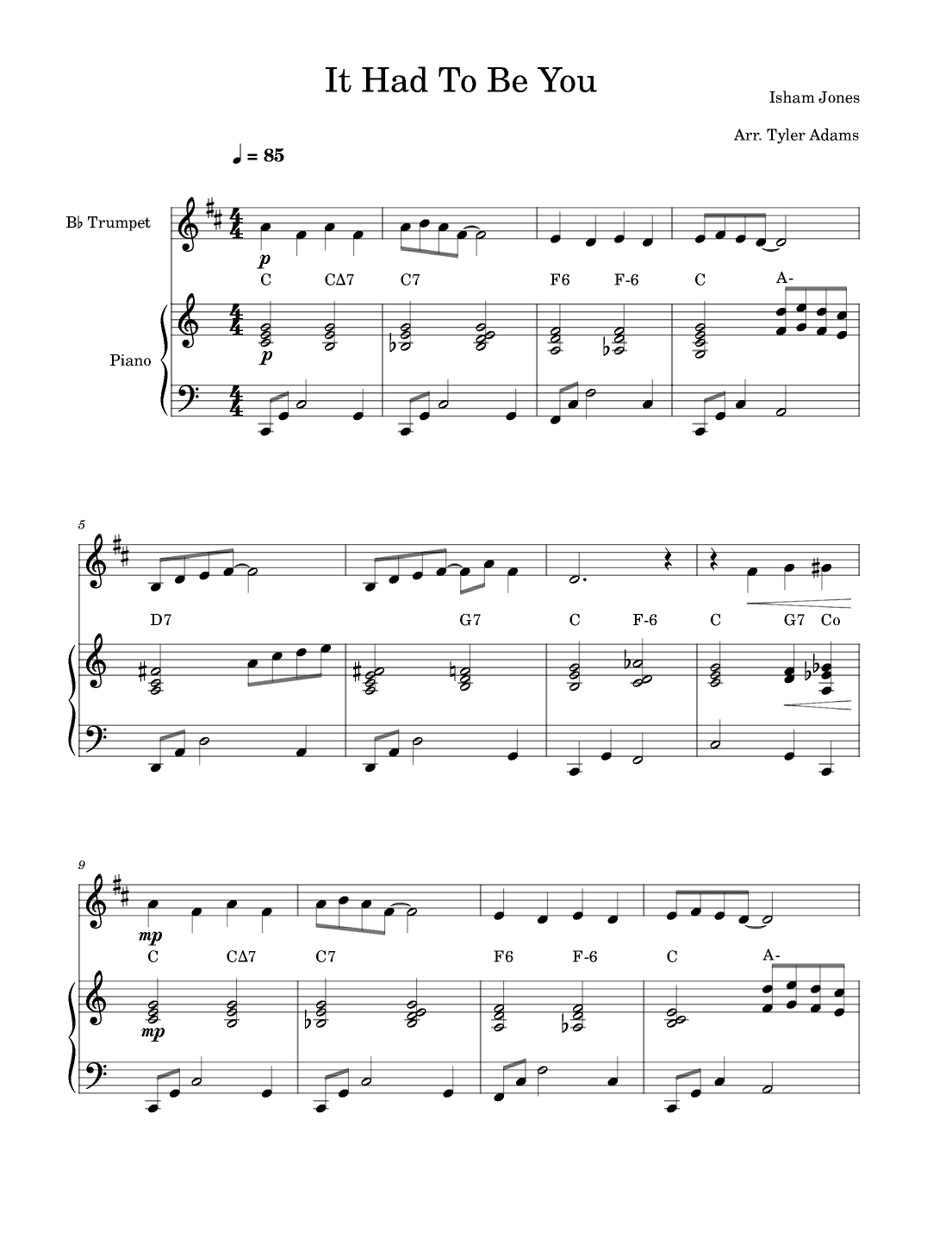 It Had To Be You (Trumpet and Piano) (arr. Tyler Adams)
