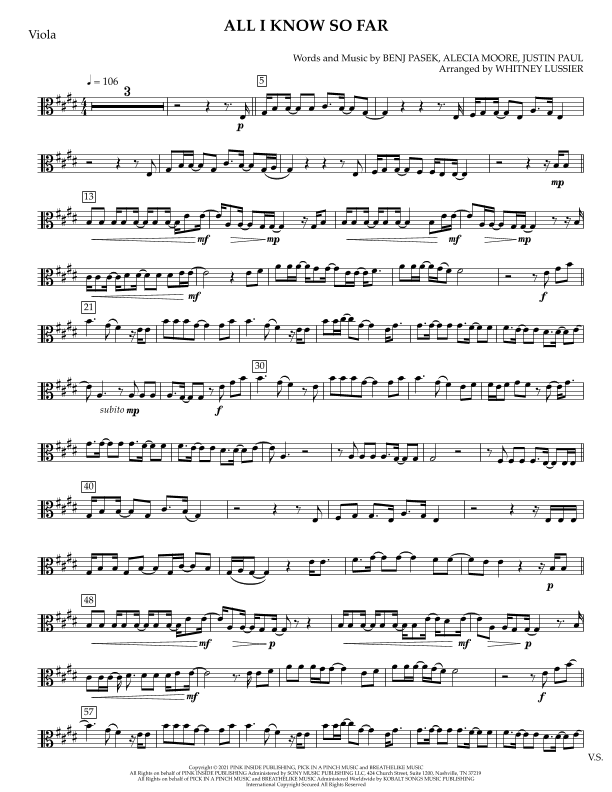 All I Know So Far (arr. Whitney Lussier)
