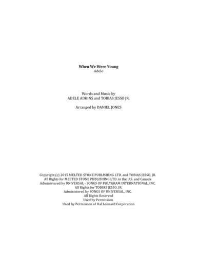 When We Were Young (arr. Daniel Jones)