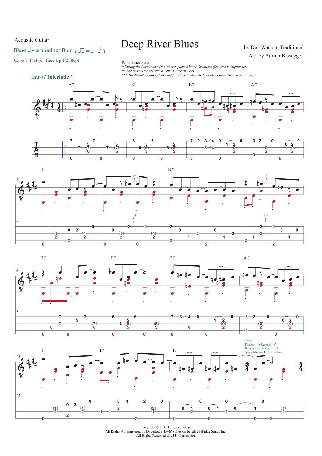 Deep River Blues (arr. Adrian Bissegger)