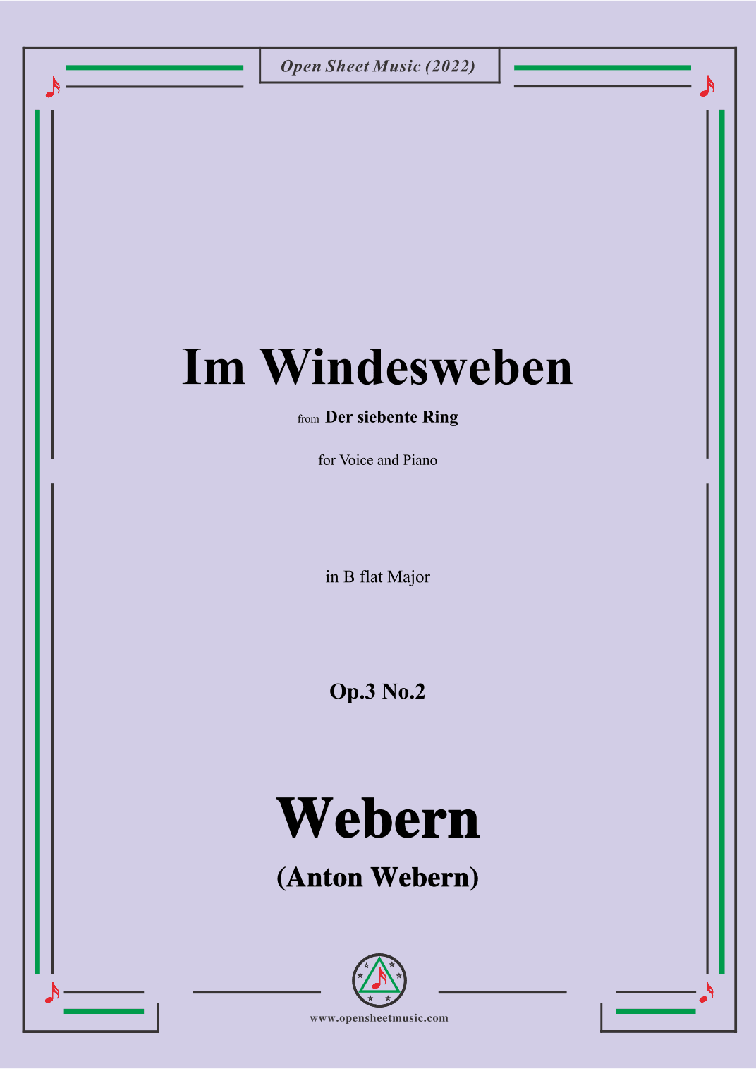 Webern-Im Windesweben,Op.3 No.2,in B flat Major (arr. OSM Press)