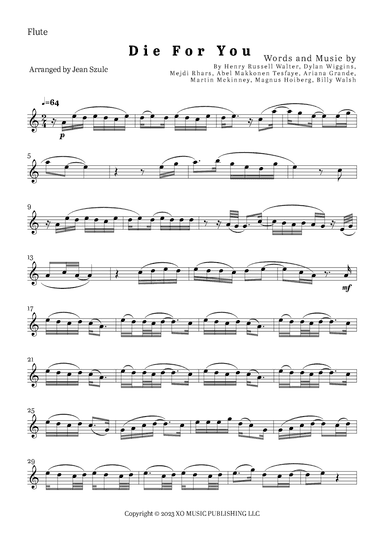 Die For You Remix (arr. Jean Szulc)