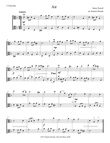 Purcell Air - for 2 Violas (arr. Katrina Wreede)