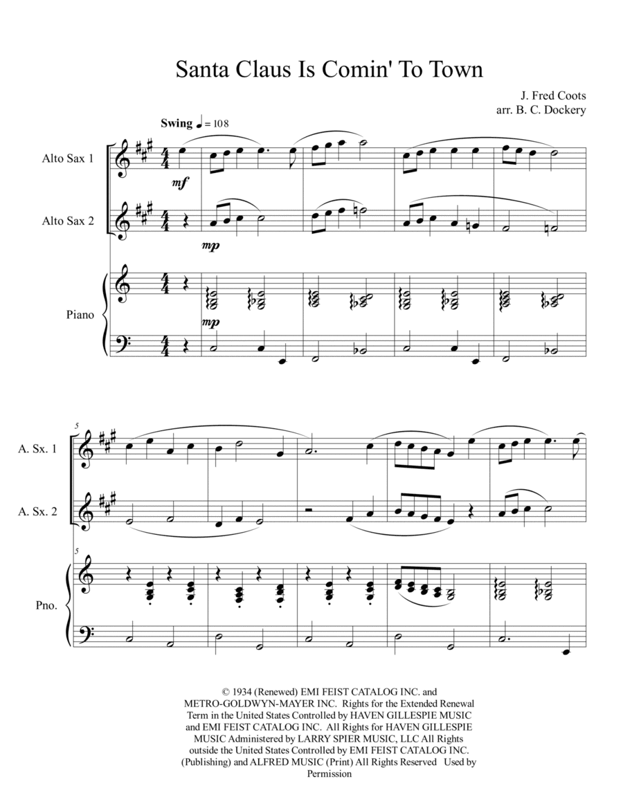 Santa Claus Is Comin' To Town (arr. B. C. Dockery)