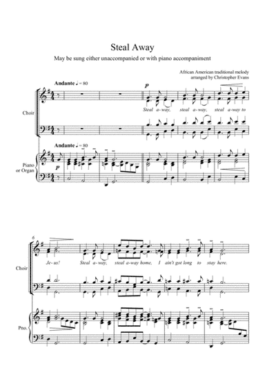 Steal Away To Jesus (SATB & Piano) (arr. Christopher Evans)