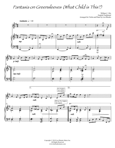 What Child Is This? - for Violin and Piano (arr. Len Rhodes)