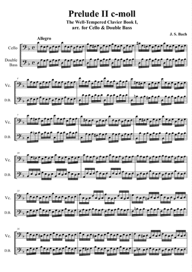 J. S. Bach - Prelude II c-moll from The Well-Tempered Clavier Book I, arr. for Cello & Double Bass (arr. M. Kutsenko)