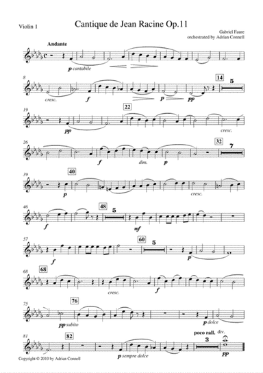 Faure - Cantique de Jean Racine orchestrated Adrian Connell - Violin 1 (arr. Adrian Connell)