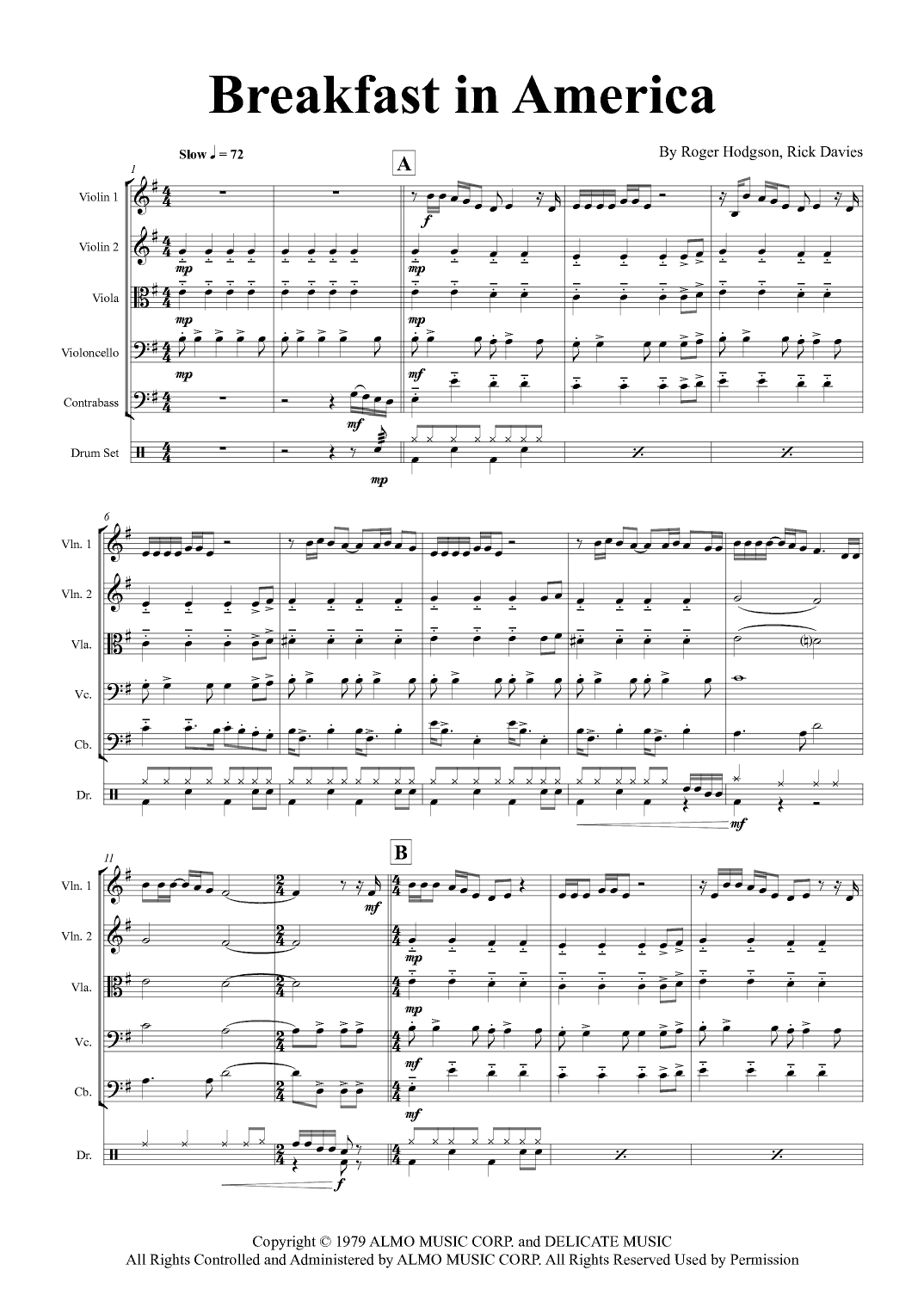 Breakfast In America (arr. Thomas Graf)