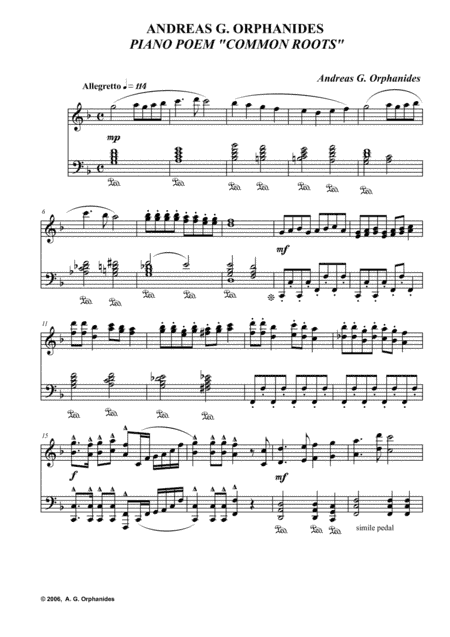 PIANO POEM "COMMON ROOTS"