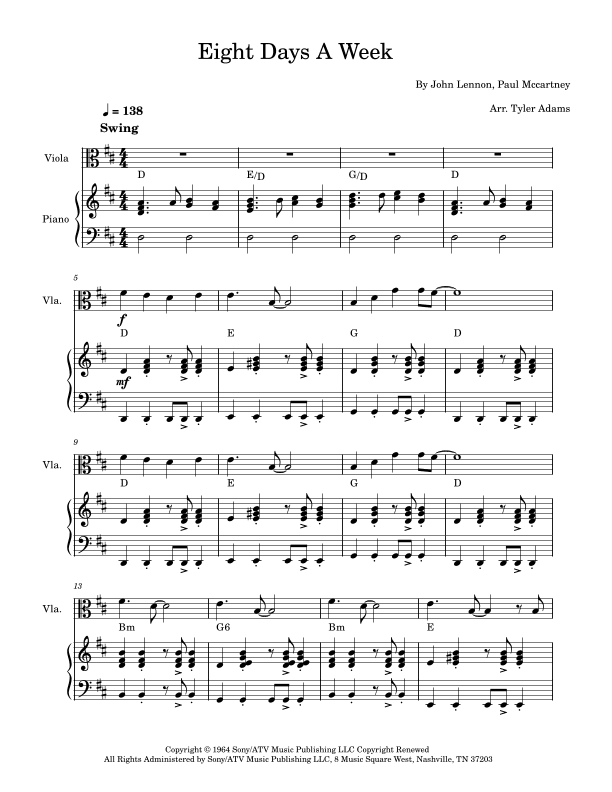 Eight Days A Week (arr. Tyler Adams)