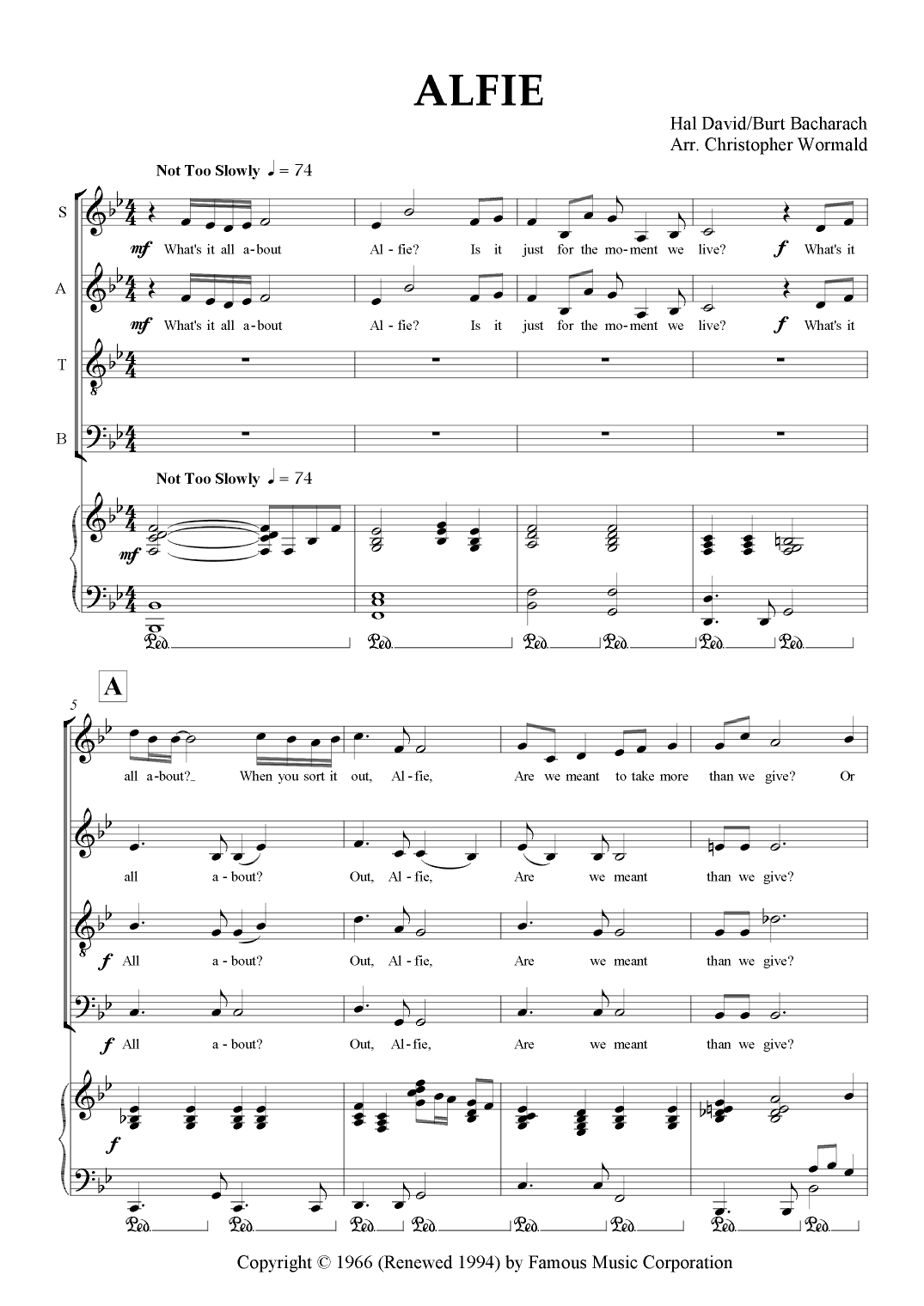 Alfie (arr. Christopher Wormald)