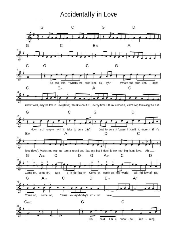 Accidentally In Love (arr. FakebookGuy)