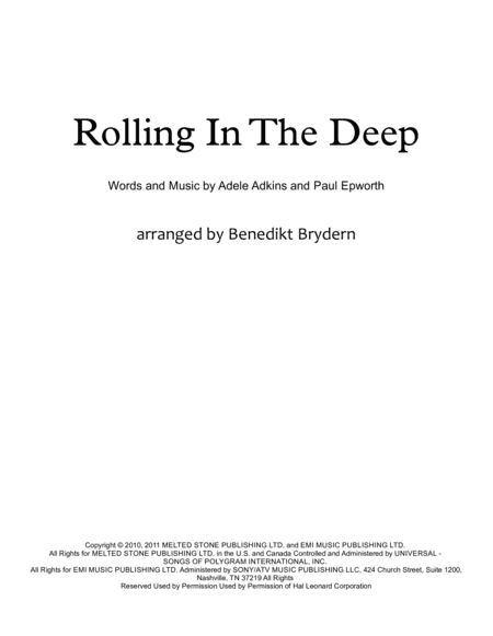 Rolling In The Deep (arr. Benedikt Brydern)