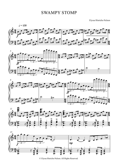SWAMPY STOMP Piano Solo by Elyssa Hinrichs-Nelson