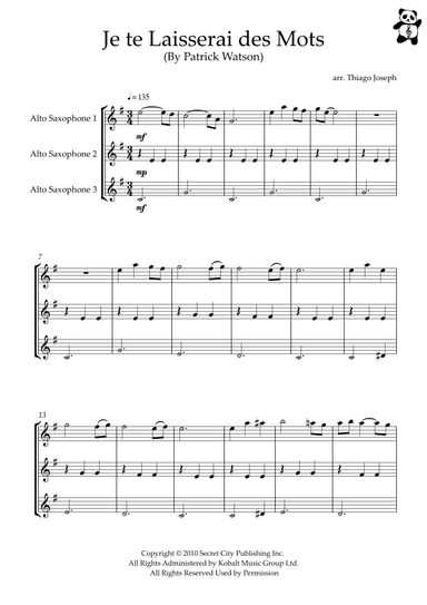 Je Te Laisserai Des Mots (arr. Thiago Joseph)