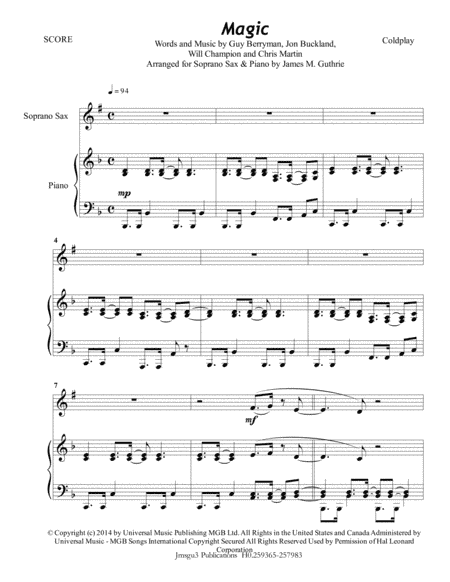 Magic (arr. James M. Guthrie, ASCAP)